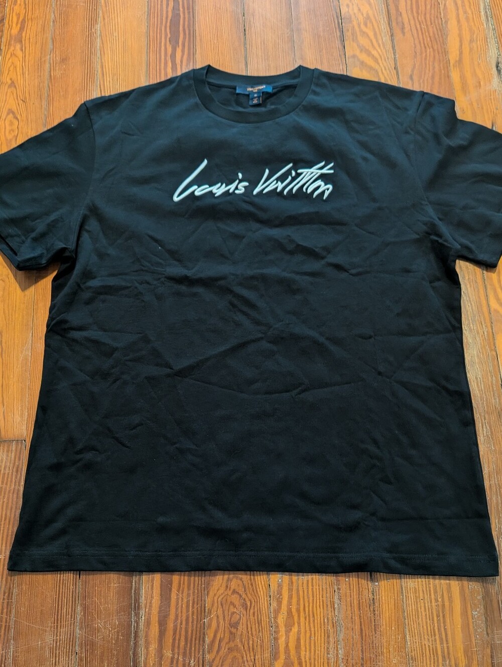 FW24 Louis Vuitton black embroidered signature logo t-shirt AUTHENTIC